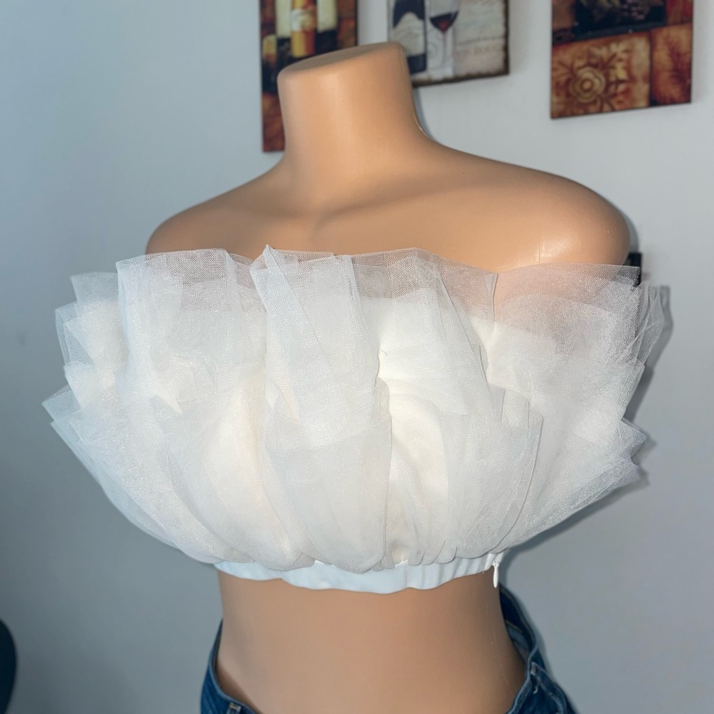 NWT STEVE MAIDEN ELAINE TULLE CROP TOP SIZE S - Picture 4 of 10